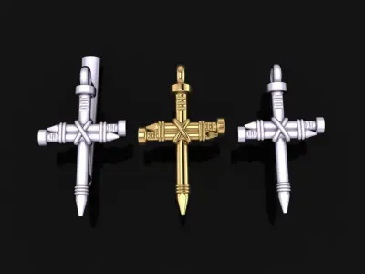 Rustic style Nail Cross Pendant Mid Size 3D print model