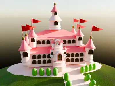 Lowpoly isometric Cute 3d Castle for Princess 3D model