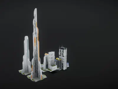 Future urban architecture in science fiction A02 3D model