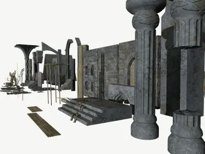 Catacomb Dungeon Prop Pack Low-poly 3D model