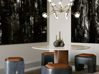Dining Room Midnight Low-poly 3D model