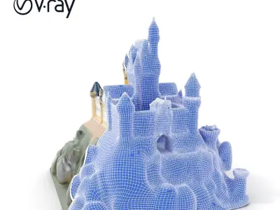 Medieval Castle on Hill Model Pack Low-poly 3D model