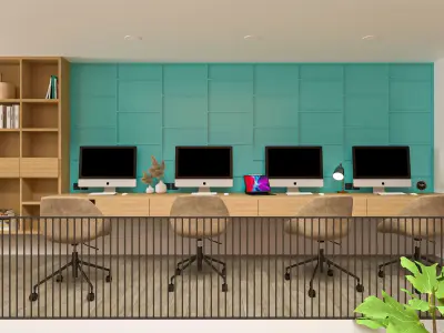 Modern Workspace with a Natural Ambiance Home Office Low-poly 3D model