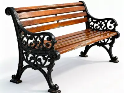 Classic Victorian Park Bench 3D Model Low-poly 3D model