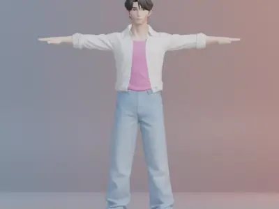 Jinu - KPop Demon Hunters T-pose Low-poly 3D model