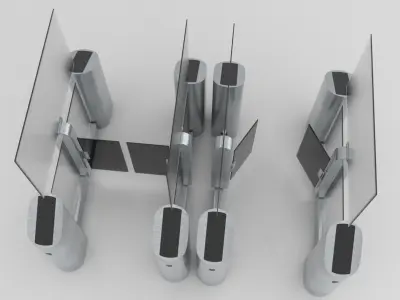 turnstile stand with two doors Low-poly 3D model