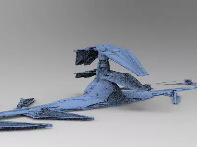 Sci-Fi Ocean Tech ship barrior ship ruin 2 3D model
