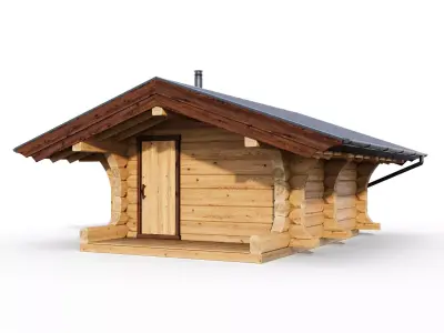 Bathhouse 04 from a carriage with a Norwegian lock 3D model 3D model