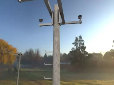 Wooden Electricity Pole With Ladder - Object 022 Low-poly 3D model