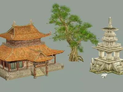 Japan Asian Medieval Hut D House 3D Model Low-poly 3D model