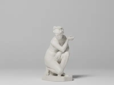 Crouching Venus Sculpture VR AR Mobile-ready Game-ready Low-poly 3D model