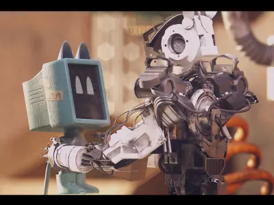 Robot two robots Low-poly 3D model