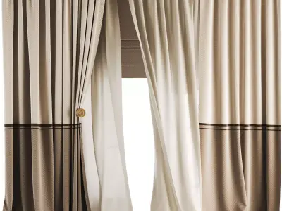 Silk and Cotton Curtain Low-poly 3D model 5