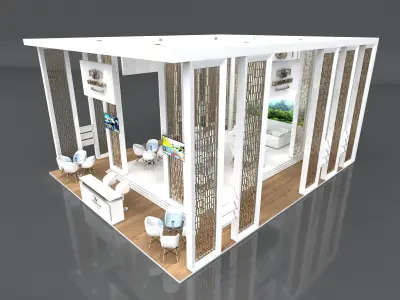 Exhibition Booth Stand Stall 10x8m Height 500 cm 3 Side Open 3D model