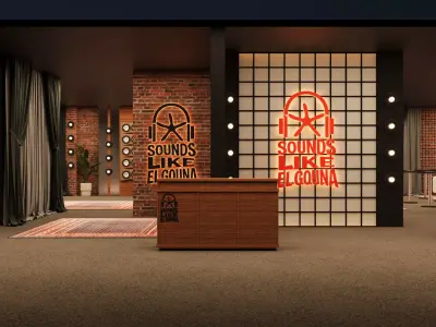 Luxury Modern DJ Studio Music Lounge Exhibition Stand - PBR Low-poly 3D model