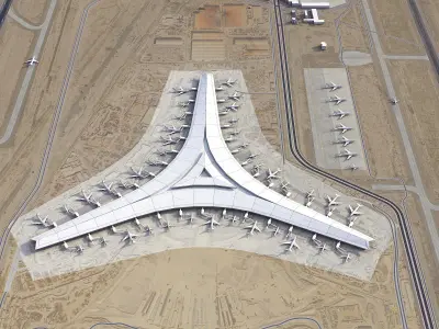 Kuwait Airport Low-poly 3D model
