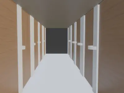 HOTEL hallway with wooden doors and lights Free low-poly 3D model