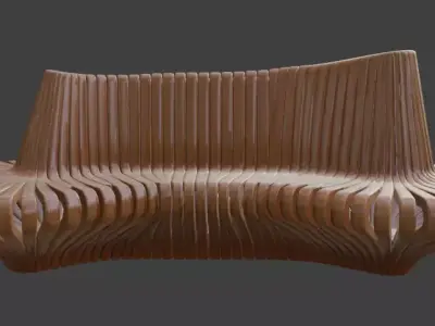 Wooden Park Bench 3D Model 3D model