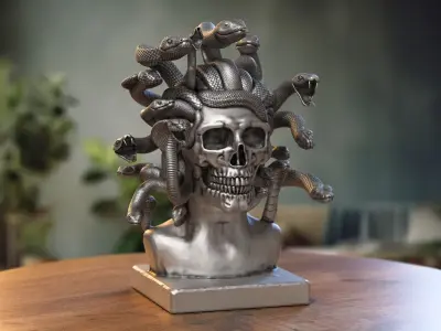 Medusa Skull snake bust Cyborg Medusa Skull snake  3D print model