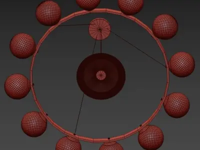 GIANTS gold chandelier with glass globes 3D model