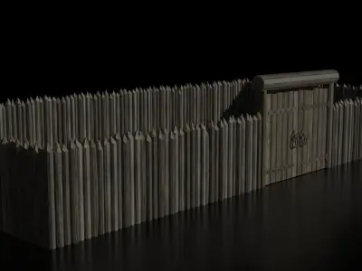 village fences Low-poly 3D model