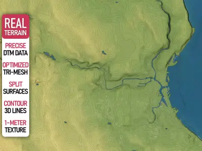 Milwaukee - Topography Terrain Low-poly 3D model