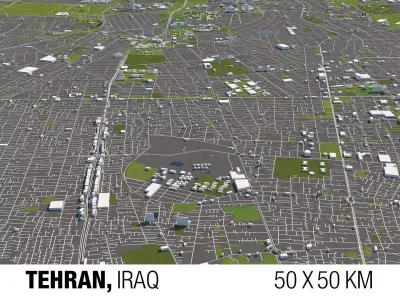 Tehran Iran 50x50km City Map 3D model