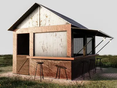 Asian Small Shop Low-poly 3D model