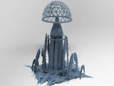 Cyber Elite Dome City plaza Low-poly 3D model