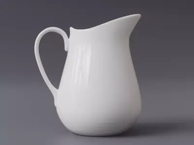 Realistic White Ceramic Jug and Cup  Free 3D model
