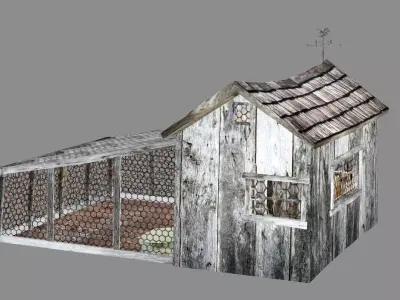 Chicken Coop With Cage Low Poly 3D Model Low-poly 3D model
