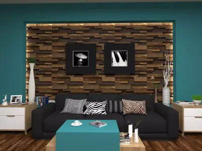 Modern living area scene 3D model