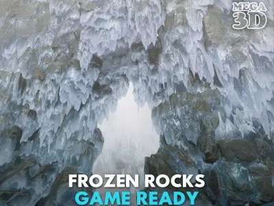 Low poly Frozen Rock 230505 Low-poly 3D model