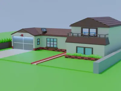 Rick and Morty house Low-poly 3D model