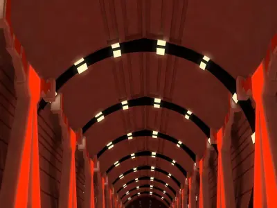 Sci Fi Corridor Low-poly 3D model 4