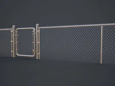 Modular Chain-link Fence Low-poly 3D model