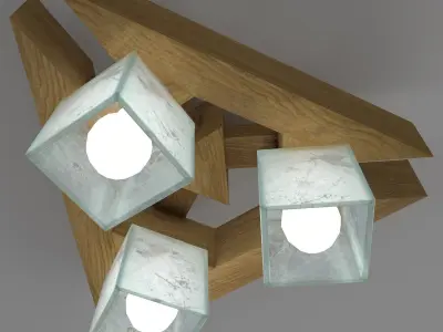 Wooden chandelier Triangula 3D model