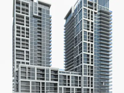 Residential Tower Complex 02 Low-poly 3D model