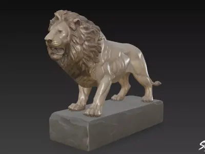 Lion Statue V17 Low-poly 3D model