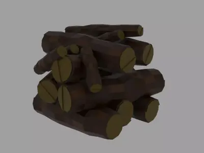 Stylized Low Poly Firewood Stack Prop Low-poly 3D model