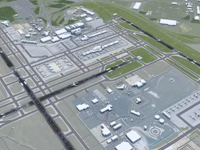 Cincinnati  Northern Kentucky Airport 10km Low-poly 3D model
