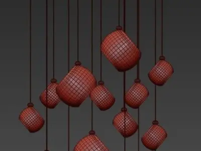 Modern Stairwell led chandelier lighting large bubble  3D model