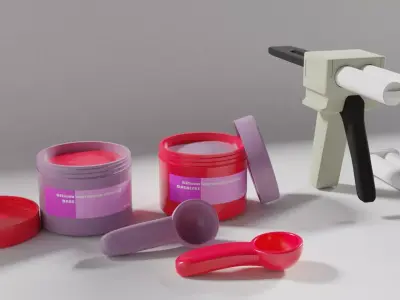 Dental Impression Material - Silicone and dispenser 3D model