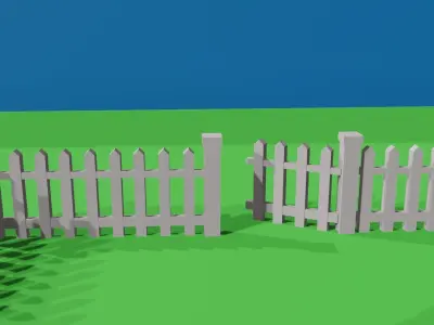 Fence Low Poly Pine Low Poly 3D model Free low-poly 3D model