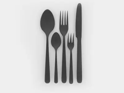 Cutlery spoon knife and fork 3D model