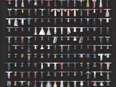 500 Plus Cartoon Cloth Collection Game Ready Model Pack Low-poly 3D model