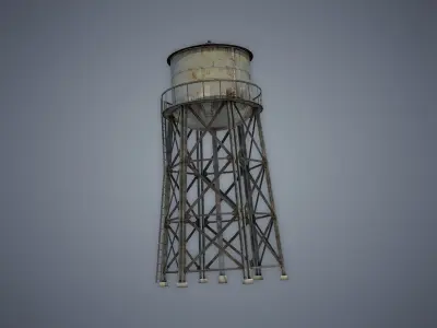 Water tower Low-poly 3D model
