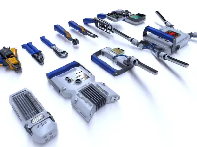 Toolkit sci-fi devices set - lowpoly PBR Low-poly 3D model