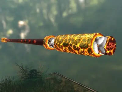 Monkey King-Sun Wukong Bo and Weapon Rack Low-poly 3D model