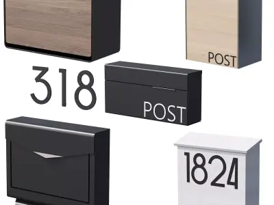 041 Modern Mailboxes 01 Wallmounted 00 Low-poly 3D model